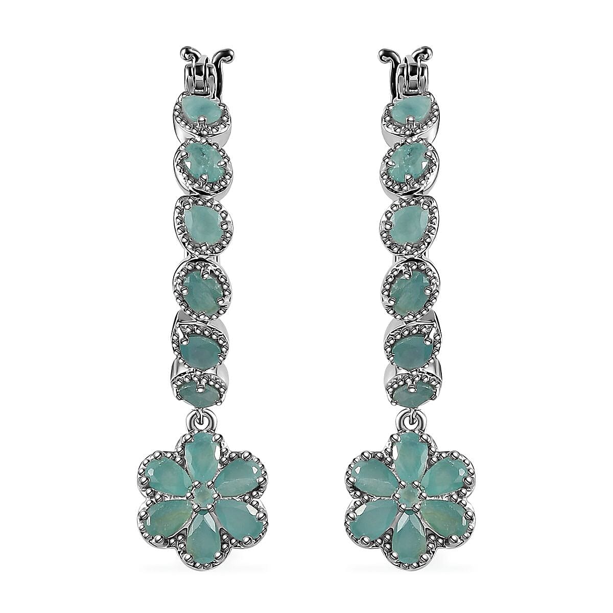 TLV Grandidierite Floral Earrings in Platinum Over Sterling Silver 4.50 ctw