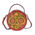 Grand Pelle Hand Engraving Circluar Genuine Leather Crossbody Bag - Sticky add to cart bar