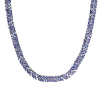 Tanzanite 2 Row Necklace 18 Inches in Platinum Over Sterling Silver 37.10 ctw