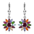 TLV Orissa Rhodolite Garnet, Multi Gemstone Floral Lever Back Earrings in Platinum Over Sterling Silver 6.00 ctw - Sticky add to cart bar
