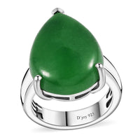 Green Jade Solitaire Ring in Platinum Over Sterling Silver (Size 10.0) 16.15 ctw