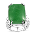 Green Jade (D) Solitaire Ring in Platinum Over Sterling Silver (Size 10.0) 20.00 ctw - Sticky add to cart bar