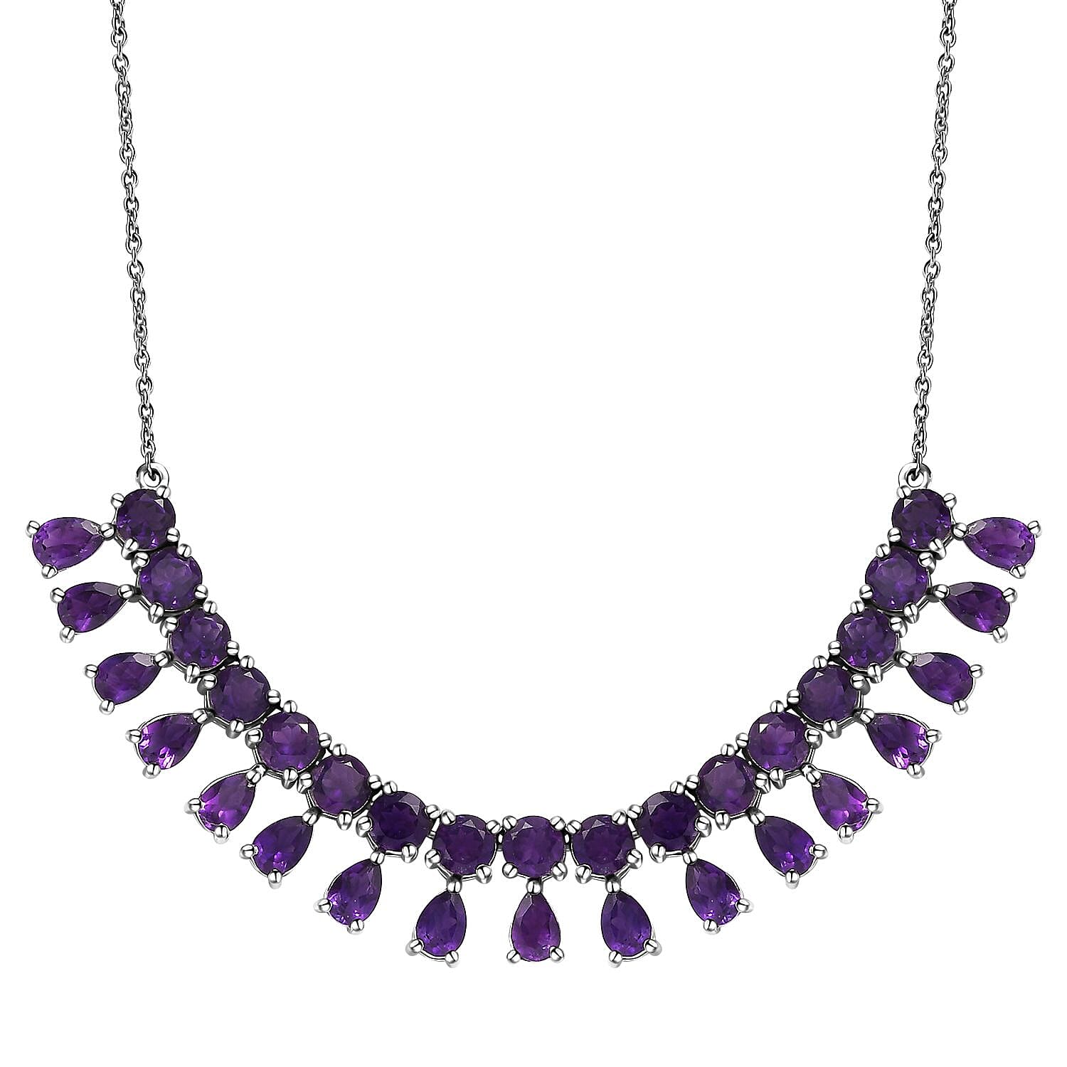 TLV African Amethyst Necklace (18 Inches) in Platinum Over Sterling Silver 14.50 ctw