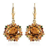 TLV Brazilian Citrine, Multi Gemstone Lever Back Earrings in Vermeil YG Over Sterling Silver 17.00 ctw