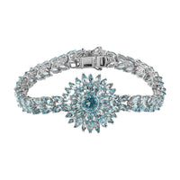 TLV Orissa Rhodolite Garnet, Multi Gemstone Floral Spray Bracelet in Platinum Over Sterling Silver (6.50 In) 16.60 ctw