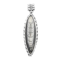 Black Orthoceras Small Pointed Pendant in Silvertone 18.00 ctw