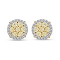 14K Yellow Gold Natural Yellow and White Diamond Earrings 0.75 ctw - Sticky add to cart bar