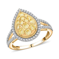 14K Yellow Gold I2-I3 Natural Yellow and White Diamond Ring 1.00 ctw