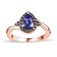 Tanzanite, Multi Gemstone Ring in Vermeil RG Over Sterling Silver (Size 10.0) 0.90 ctw