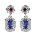 AAA Tanzanite and Multi Gemstone Dangle Earrings in Platinum Over Sterling Silver 1.35 ctw - Sticky add to cart bar