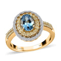Luxoro 14K Yellow Gold AAA Santa Maria Aquamarine, Natural Yellow and White Diamond (I2-I3) (0.50 cts) Ring (Size 10.0) 1.50 ctw - Sticky add to cart bar