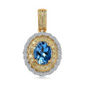 Luxoro 14K Yellow Gold AAA Santa Maria Aquamarine, I2-I3 Natural Yellow and White Diamond Floral Pendant 1.40 ctw - Sticky add to cart bar