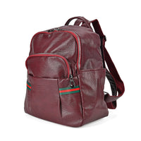 Burgundy Faux Leather Multi Pocket Backpack (10"x5"x13.4")