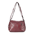 Burgundy Faux Leather Crossbody Bag (10.6"x3.5"x8.3") with Shoulder Strap (51") - Sticky add to cart bar