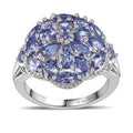 Tanzanite Cluster Ring in Platinum Over Sterling Silver (Size 5.0) 3.00 ctw - Sticky add to cart bar