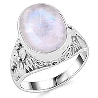 Moonstone OV 10.41 ctw Ring in Sterling Silver (Size 6.5)