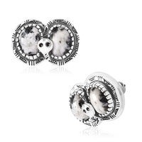 Artisan Crafted White Buffalo Snake Earrings in Black Oxidized Sterling Silver 3.75 ctw