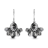 Artisan Crafted White Buffalo Earrings in Black Oxidized Sterling Silver 10.90 ctw