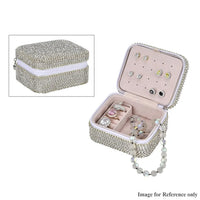 Silver Color Sparkling Crystal and Velvet Jewelry Box (4.72"x3.94"x2.56")