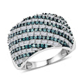 Venice Blue Diamond I1-I2) and White Diamond Ring in Platinum Over Sterling Silver (Size 6.0) 1.00 ctw - Sticky add to cart bar
