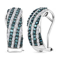 Venice Blue Diamond I1-I2 and White Diamond Earrings in Platinum Over Sterling Silver 1.00 ctw - Sticky add to cart bar