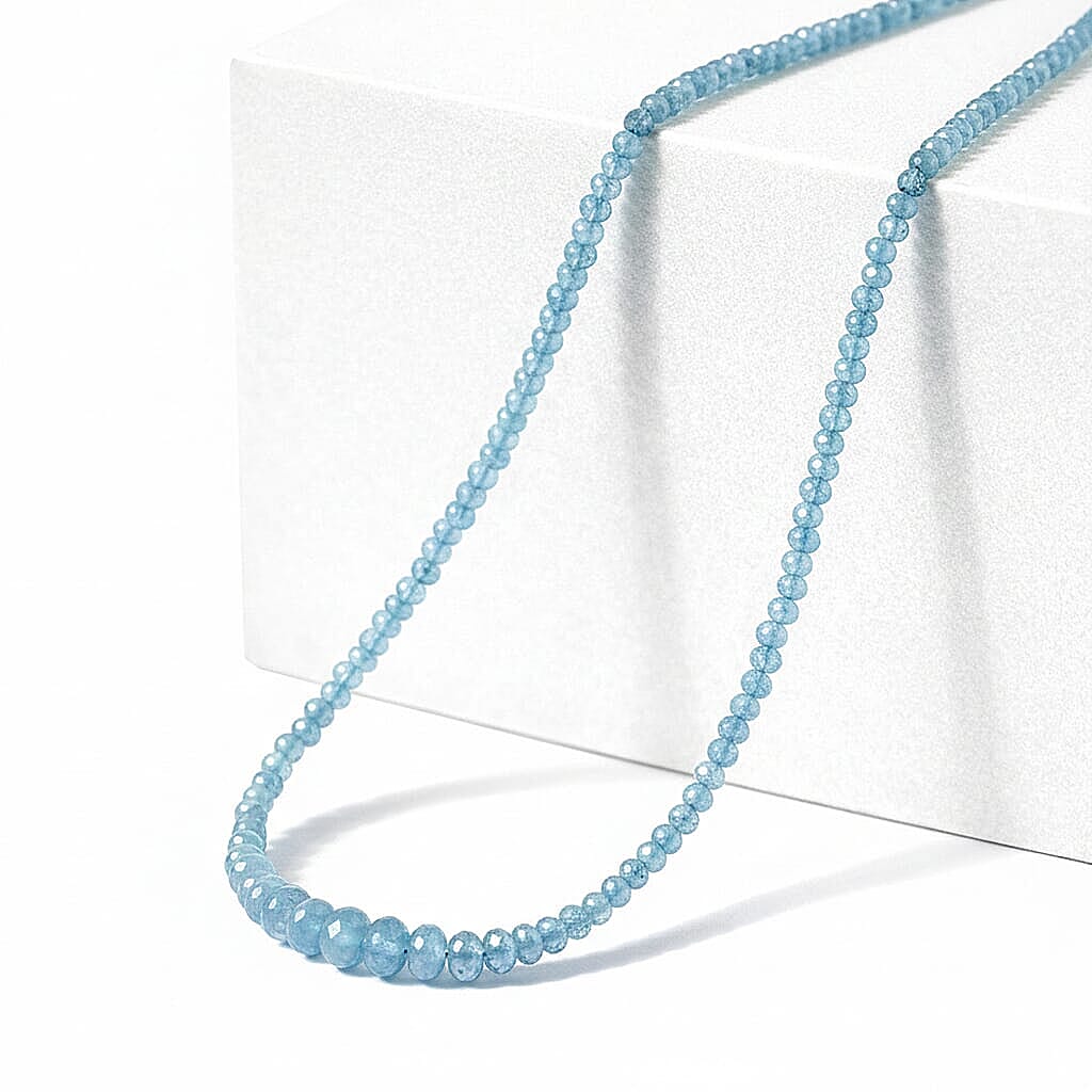 Rhapsody 950 Platinum AAAA Santa Maria Aquamarine Beaded Graduated Necklace 18-20 Inches 70.00 ctw