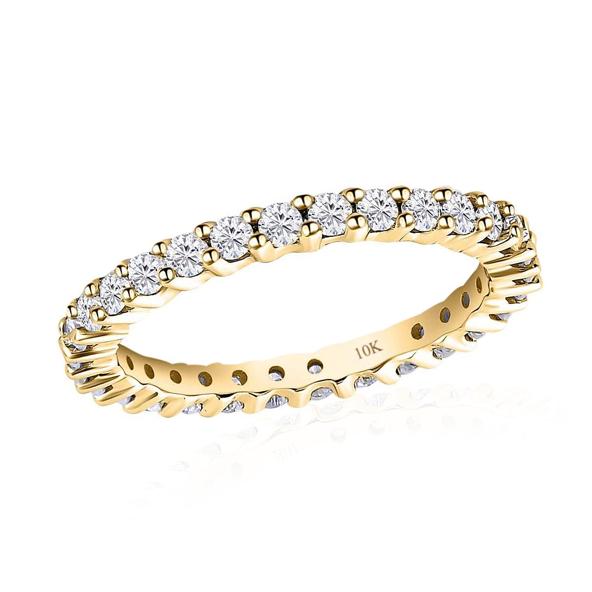 10K Yellow Gold Moissanite Eternity Band Ring (Size 10.0) 0.85 ctw