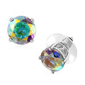 Mercury Mystic Topaz Solitaire Stud Earrings in Platinum Over Sterling Silver 6.35 ctw - Sticky add to cart bar