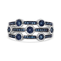 Blue Diamond 0.20 ctw Ring in Platinum Over Sterling Silver (Size 10)