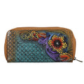 Black RFID Protected Tooled Leather Women's Wallet (9"x1"x5") - Sticky add to cart bar