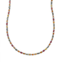 D'Joy Multi Sapphire and White Zircon Necklace 18 Inches in Platinum Over Sterling Silver 21.25 ctw