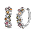 Multi-Tourmaline and White Zircon Bubble Earrings in Platinum Over Sterling Silver 3.35 ctw - Sticky add to cart bar