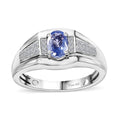 Epic Deal Ceylon Blue Sapphire, Moissanite Ring in Platinum Over Sterling Silver (Size 10.0) 1.20 ctw - Sticky add to cart bar