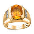 Premium Brazilian Fire Opal, Moissanite Men's Ring in Vermeil YG Over Sterling Silver (Size 10.0) 4.30 ctw - Sticky add to cart bar