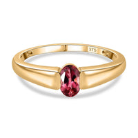 9K Yellow Gold Premium Ouro Fino Rubellite Solitaire Ring (Size 10.0) 0.45 ctw
