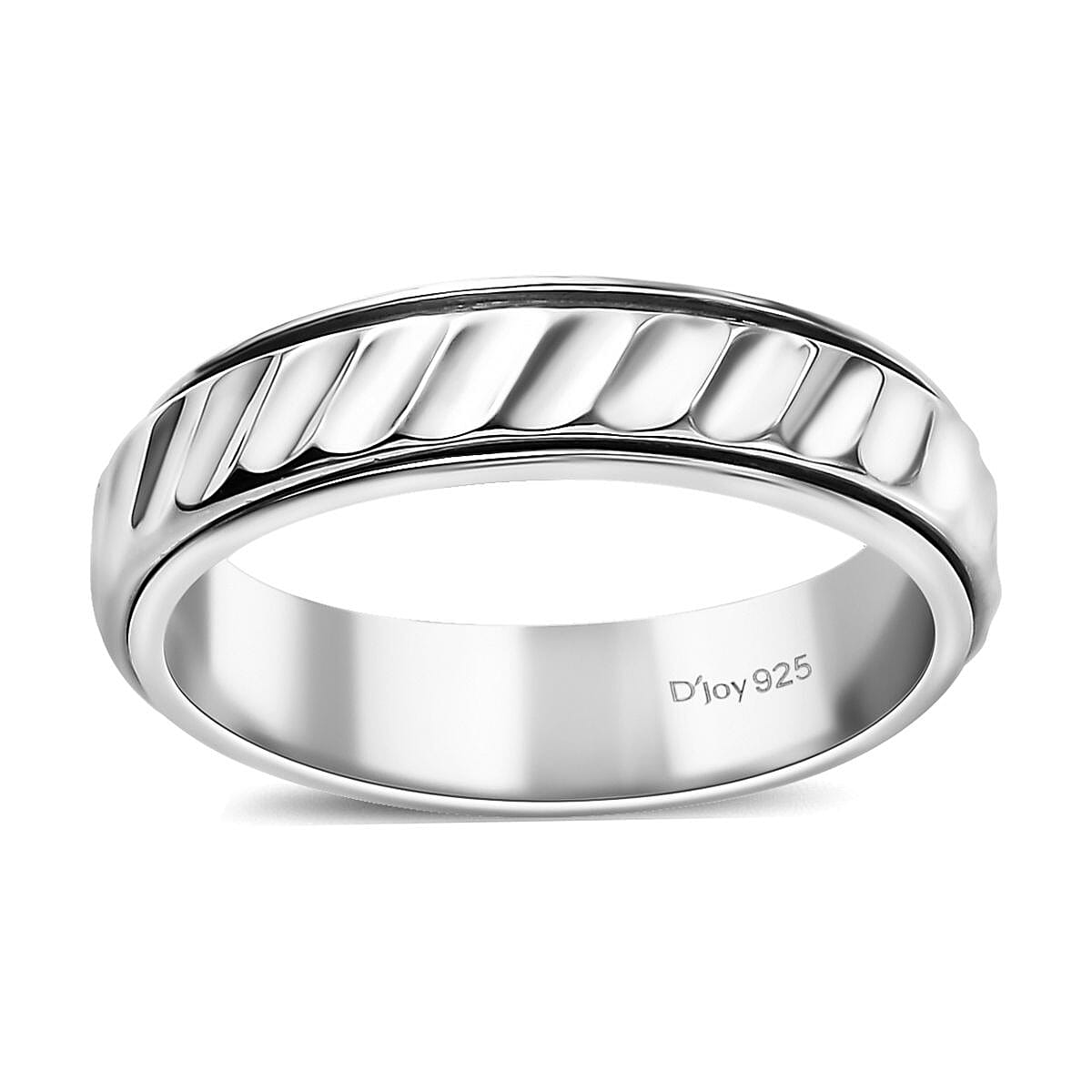 Platinum Over Sterling Silver Band Ring (Size 10.0) (3.20 g)