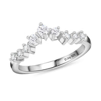 Moissanite Wishbone Ring in Platinum Over Sterling Silver (Size 10.0) 0.25 ctw