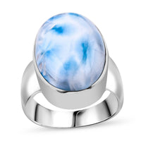 Larimar 21.03 ctw Ring in Sterling Silver (Size 11.5)