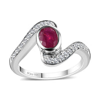 Niassa Ruby (FF), White Zircon Ring in Platinum Over Sterling Silver (Size 6.0) 1.60 ctw