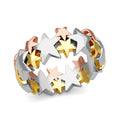 Vermeil Yellow, Rose Gold and Platinum Over Sterling Silver Stars Band Ring (Size 7.0) 4.20 Grams - Sticky add to cart bar