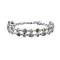 Artisan Crafted White Buffalo, Blue Moon Turquoise and Arizona Peridot Bracelet in Sterling Silver (6.50-8.0In) 15.00 ctw - Sticky add to cart bar
