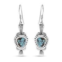 Artisan Crafted Blue Moon Turquoise Earrings in Sterling Silver 6.30 ctw