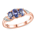Tanzanite 3 Stone Ring in Vermeil RG Over Sterling Silver (Size 6.0) 1.00 ctw - Sticky add to cart bar