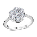 Moissanite Floral Ring in Platinum Over Sterling Silver (Size 5.0) 1.15 ctw - Sticky add to cart bar