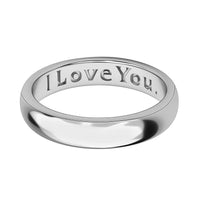 Platinum Over Sterling Silver I Love You Engraved Band Ring (Size 5.0) (2.50 g)