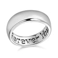 Platinum Over Sterling Silver Forever Yours Engraved Band Ring (Size 5.0) (4 g) - Sticky add to cart bar