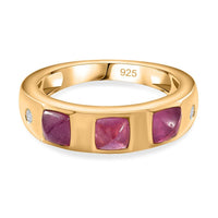 Ilakaka Hot Pink Sapphire (FF) and White Zircon 2.04 ctw Band Ring in Vermeil Yellow Gold Over Sterling Silver (Size 10)