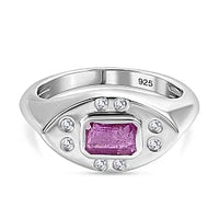 Ilakaka Hot Pink Sapphire (FF) and White Zircon 0.96 ctw Ring in Platinum Over Sterling Silver (Size 11.5)