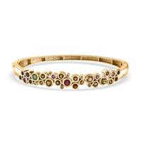 Multi-Tourmaline and White Zircon Bubble Bangle Bracelet in Vermeil Yellow Gold Over Sterling Silver (7.25 In) 3.40 ctw