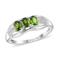 Chrome Diopside 3 Stone Ring in Platinum Over Sterling Silver (Size 5.0) 0.70 ctw - Sticky add to cart bar
